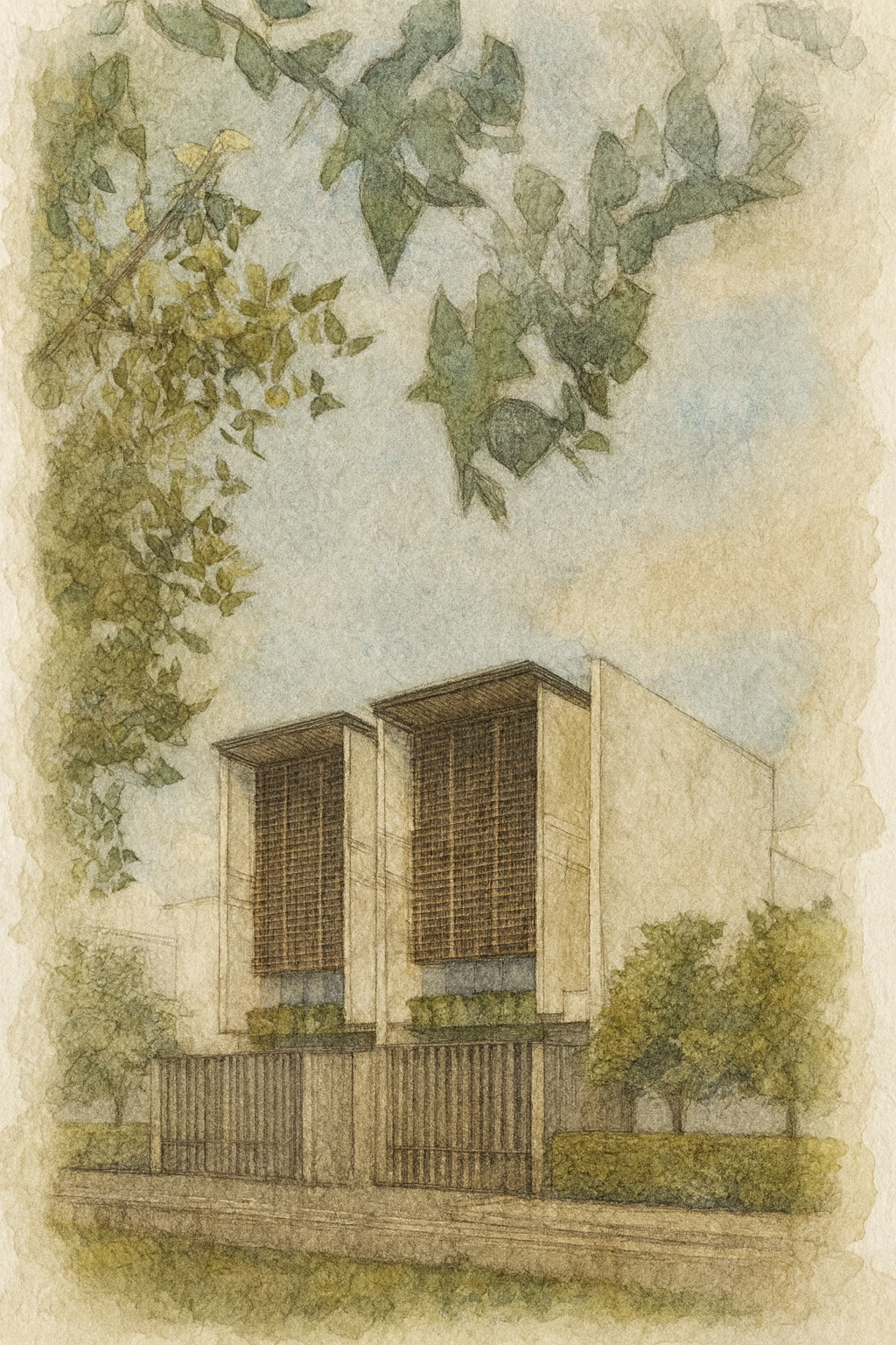 Townhouses near a creek